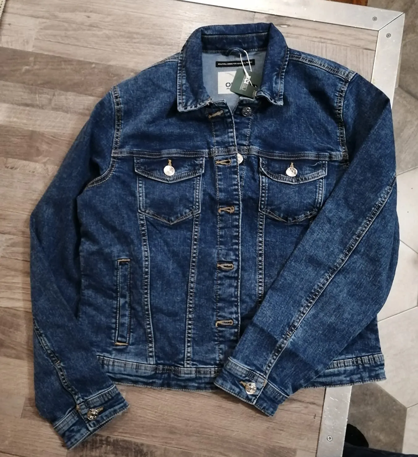 Only Tia giacca jeans donna blu cotone elasticizzato bottoni