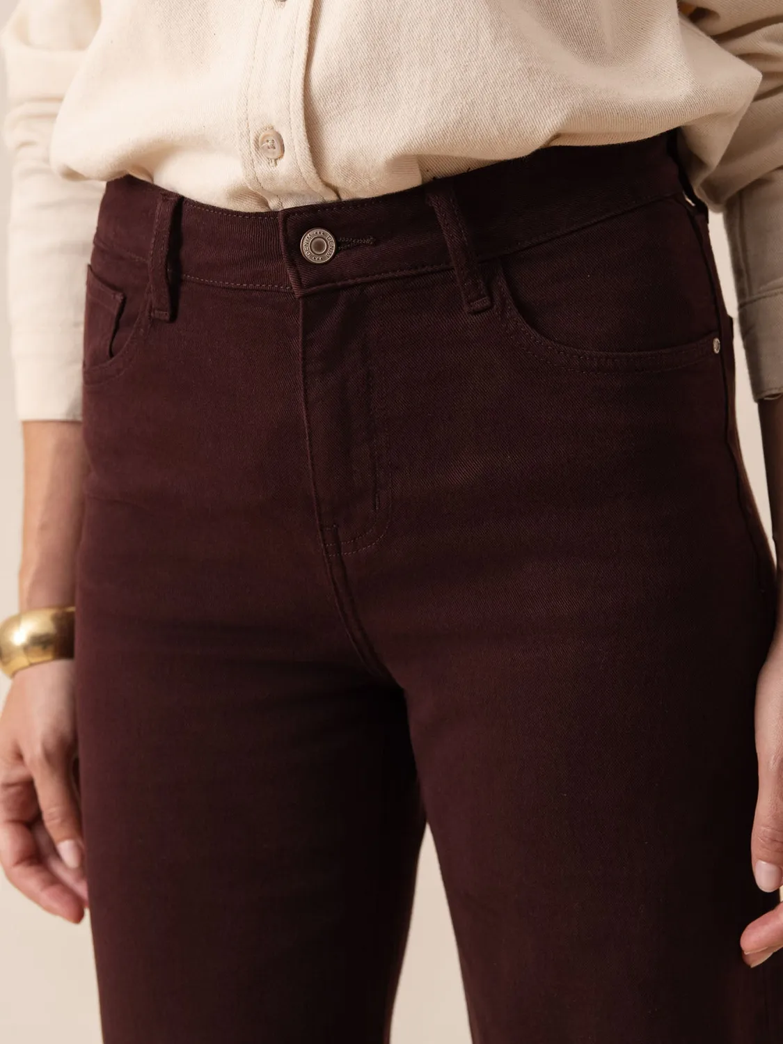 Oraije Barbara jeans dritto bordeaux per alte