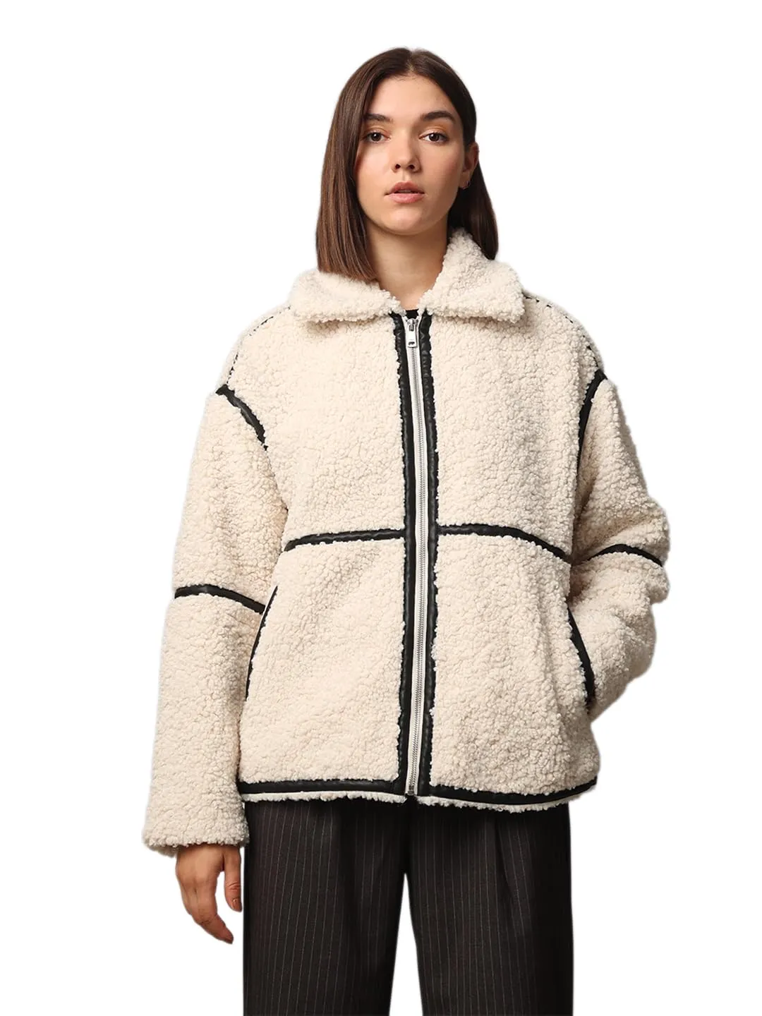 ONLY Onlparis giacca teddy panna S