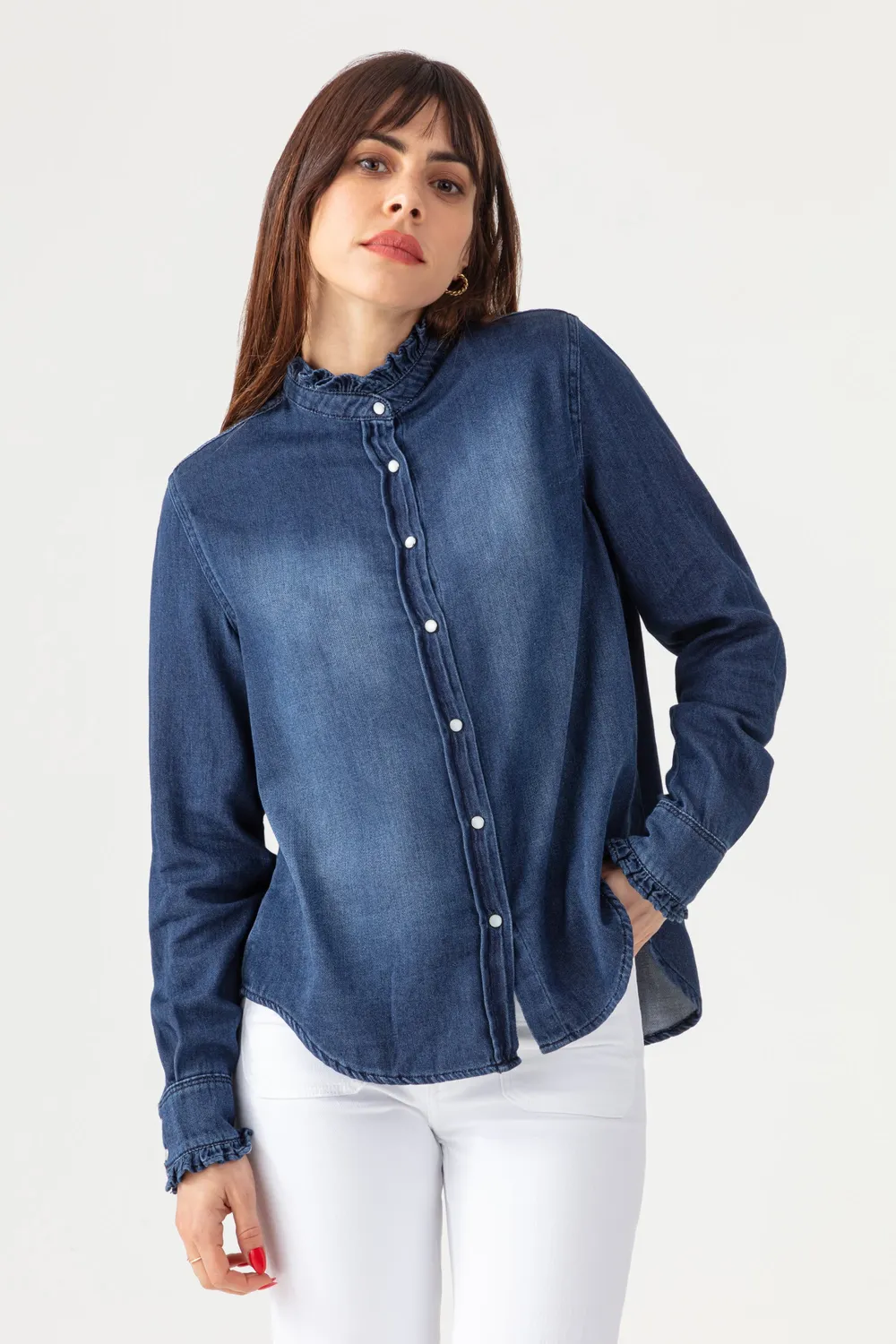 Acquaverde Gaby Camicia jeans Hand Brushed