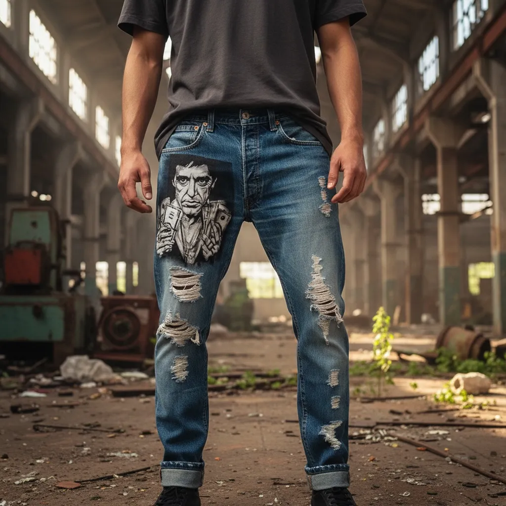 Levi’s Vintage Tony Montana jeans dipinti a mano Scarface