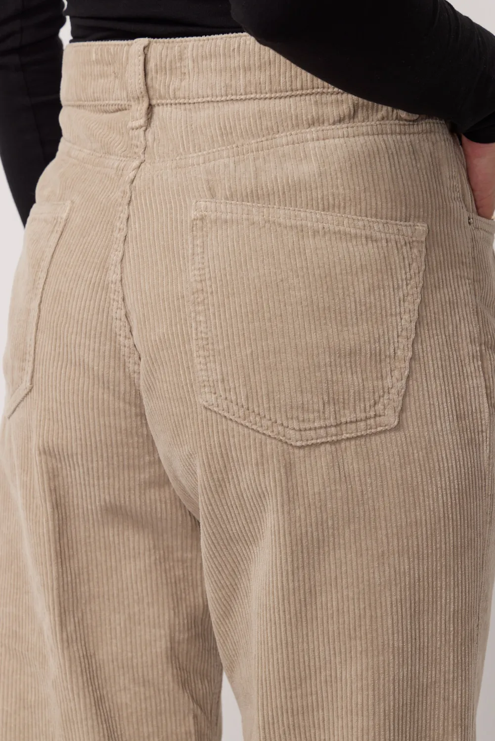 acquaverde Richie pantaloni velluto Beige vita alta