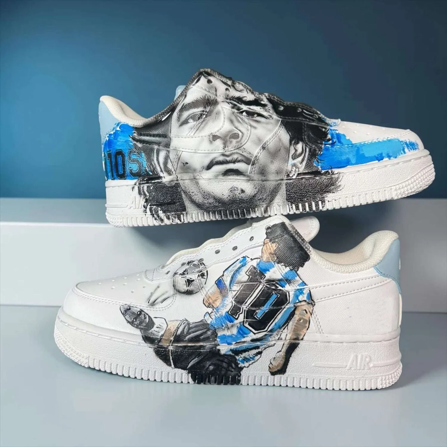 Nike Air Force 1 Maradona sneakers dipinte a mano calcio