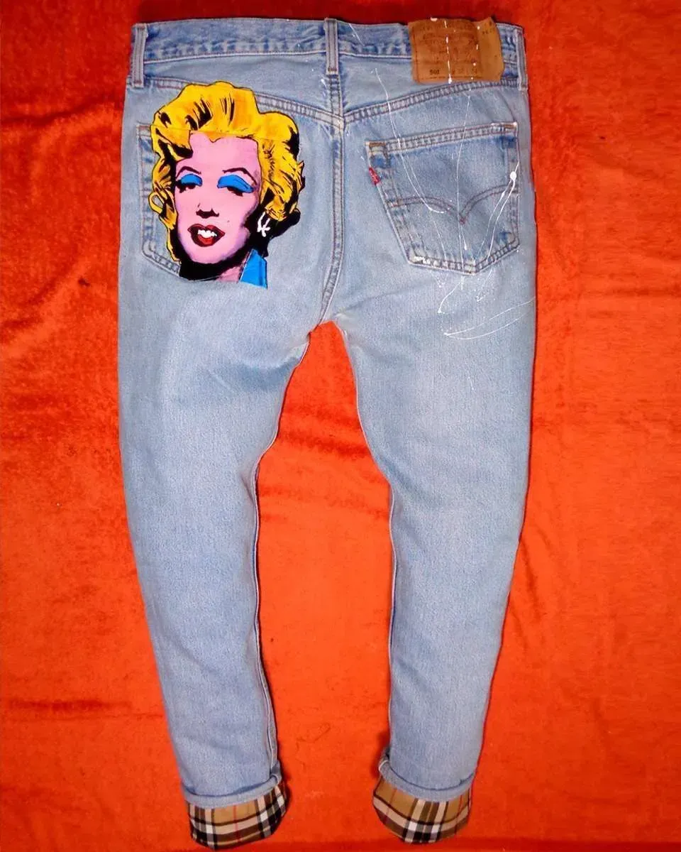 Never Say Never Levi's Vintage Marilyn Monroe jeans dipinti pop art