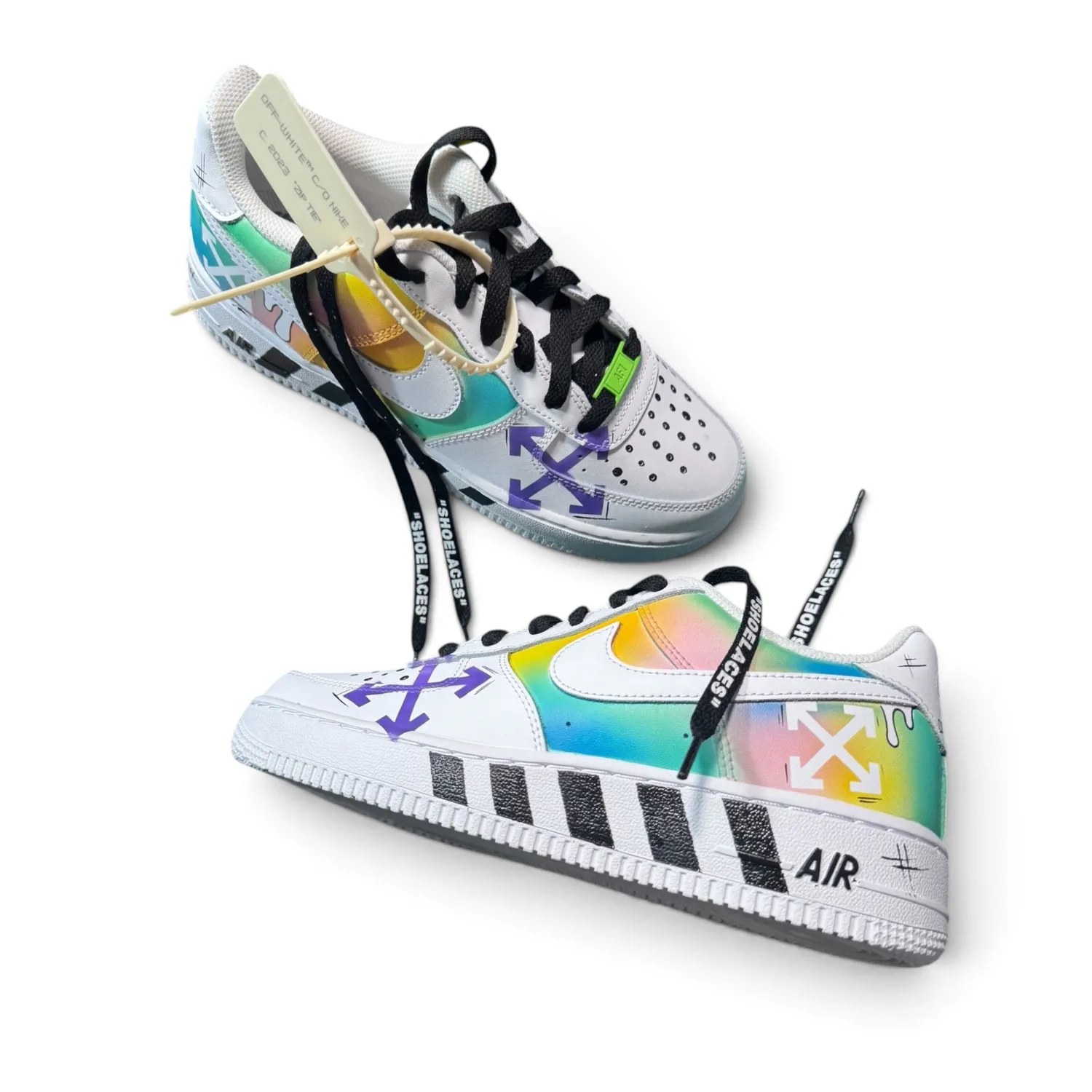 Never Say Never Air Force 1 Off White sneakers concept dipinte mano