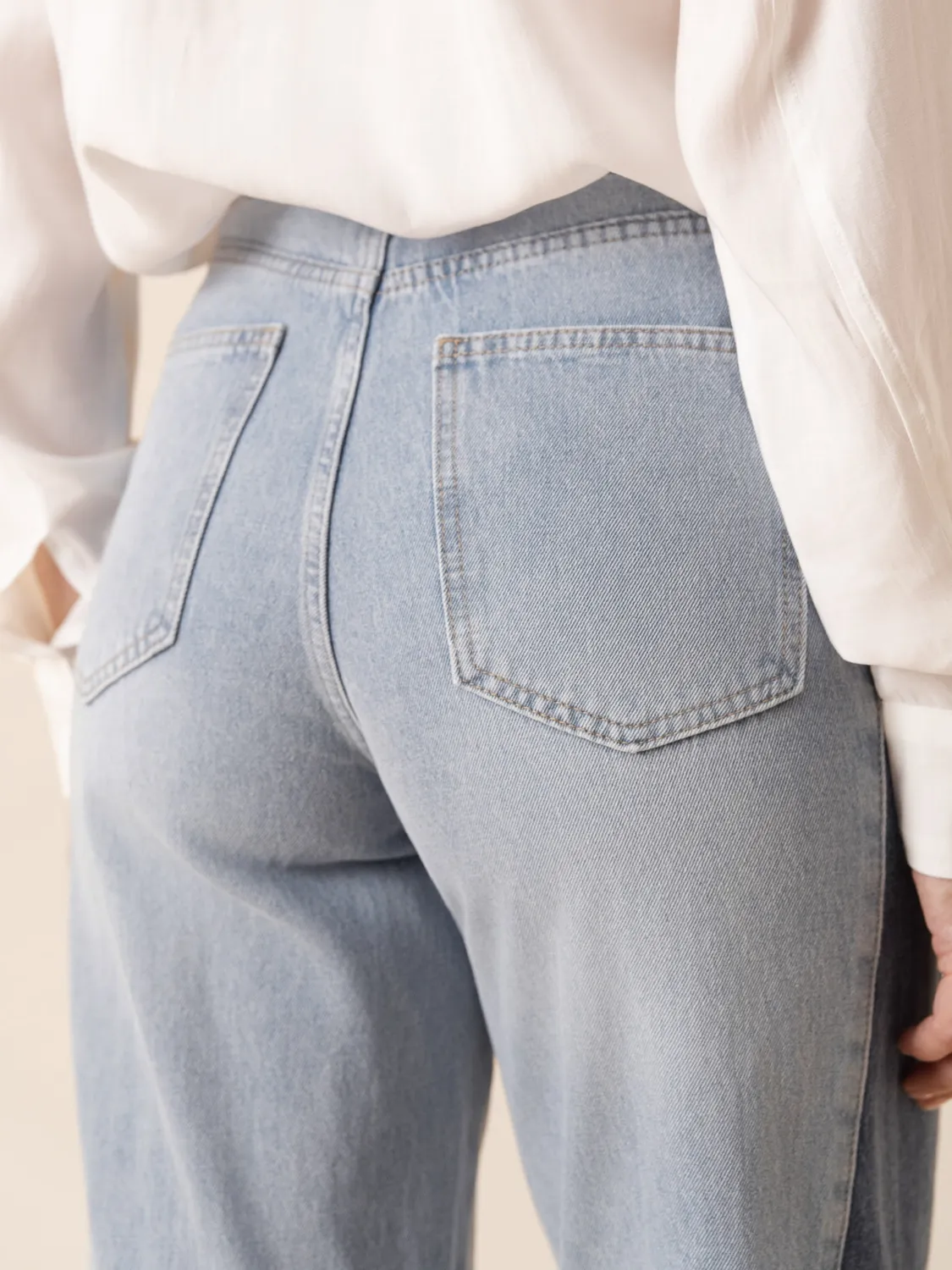 Oraije Mason jeans wide bicolore azzurro