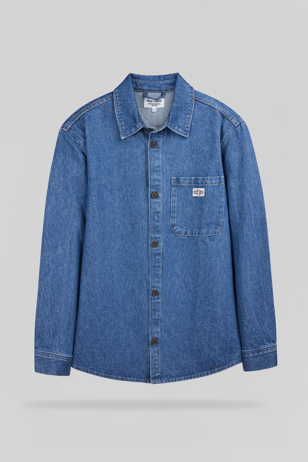 Teddy Smith C-Grant ML camicia denim uomo vintage indigo