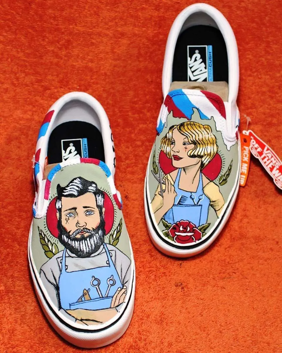 Vans Slip-On Barber sneakers dipinte a mano
