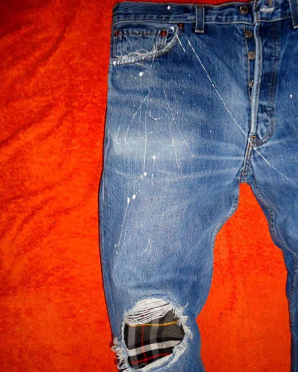 Never Say Never Taz jeans Levi's vintage dipinti su misura