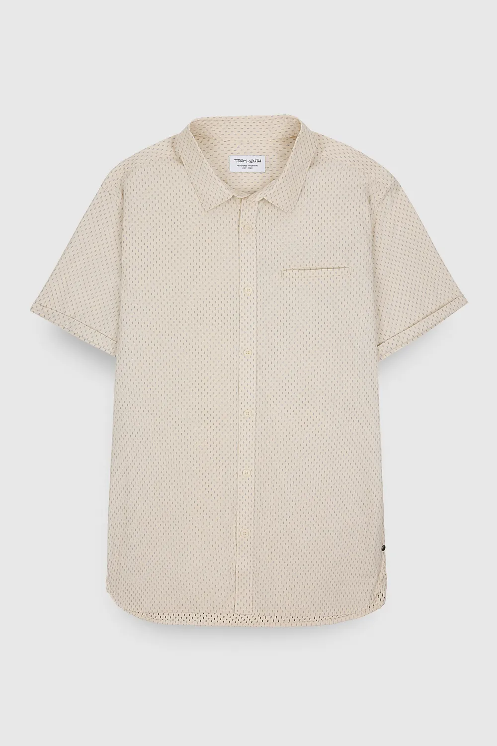 Teddy Smith Cut camicia uomo slim maniche corte crema