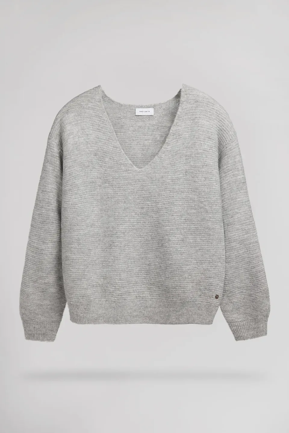 Teddy Smith P-Rachel pull scollo V grigio chiné donna