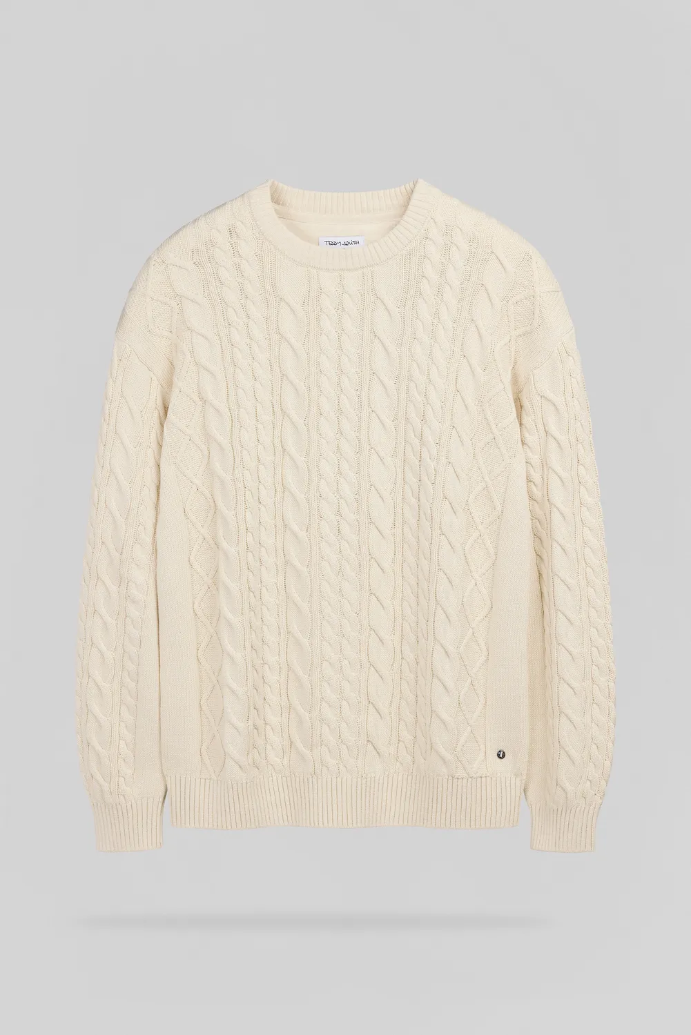 Teddy Smith P-Aron pull uomo crema trecce girocollo cotone