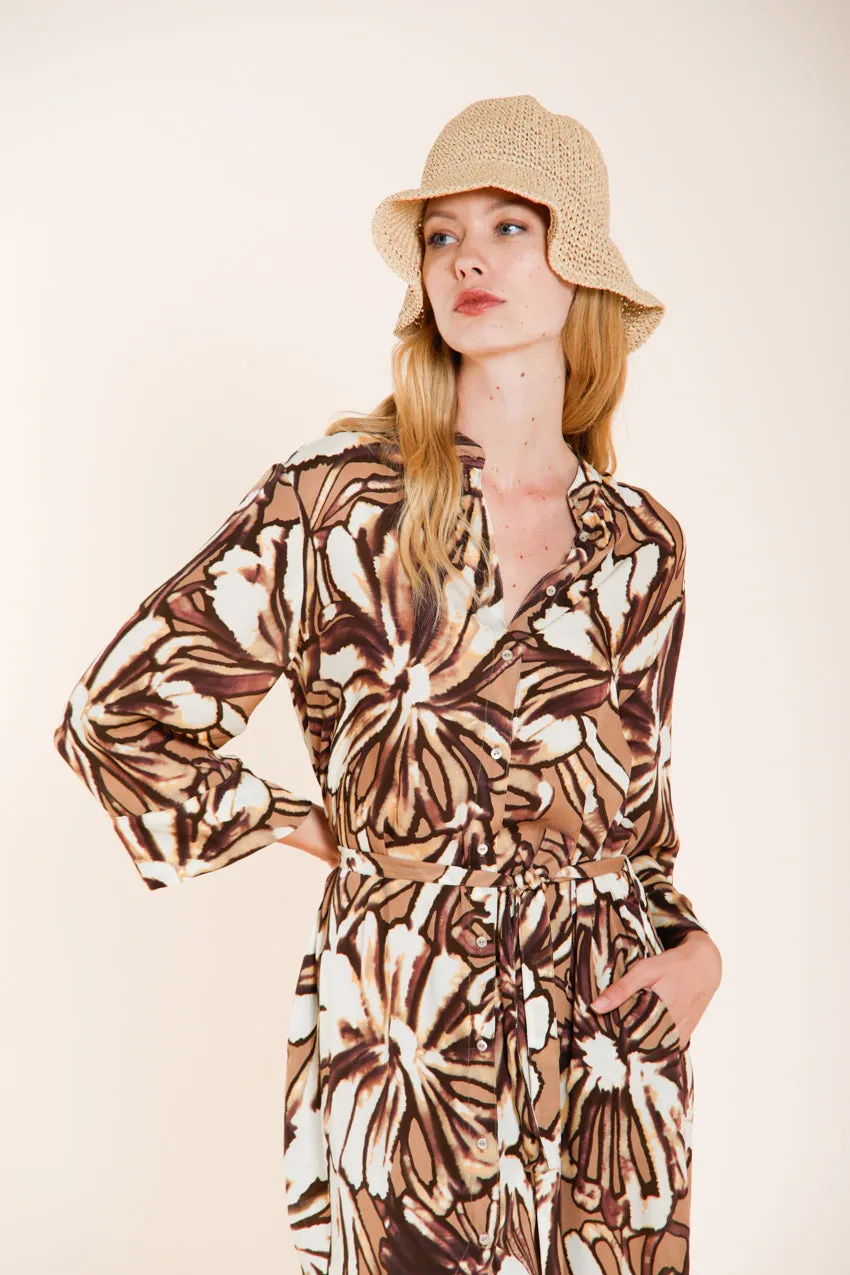 Mason's Colette Dress New abito beige fiori rayon