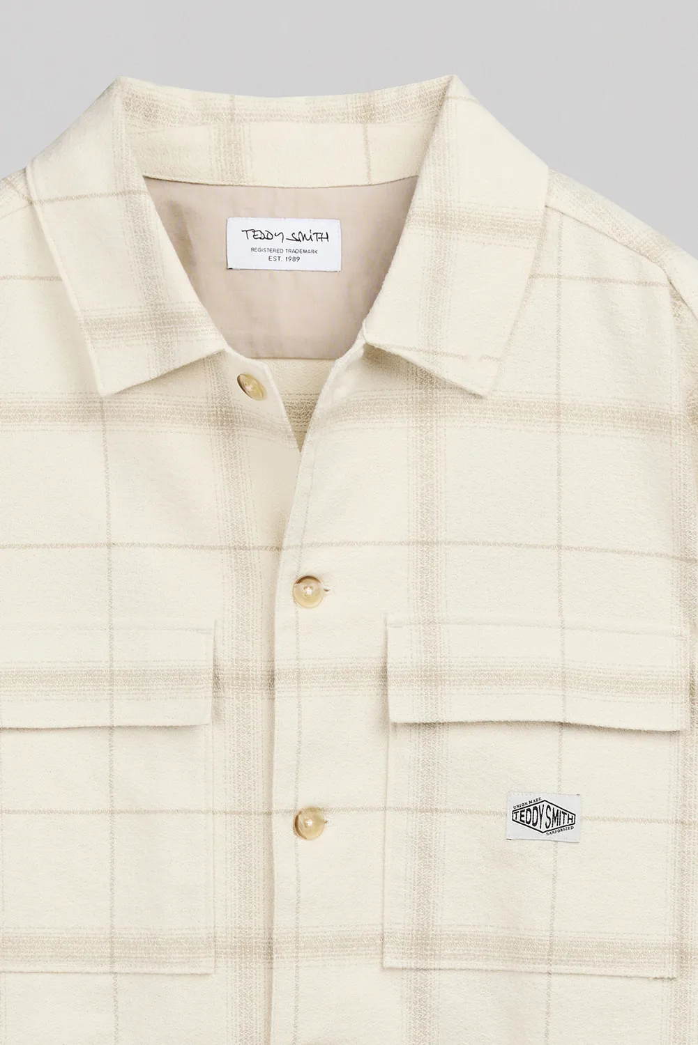Teddy Smith C-Luis ML camicia quadri crema uomo cotone