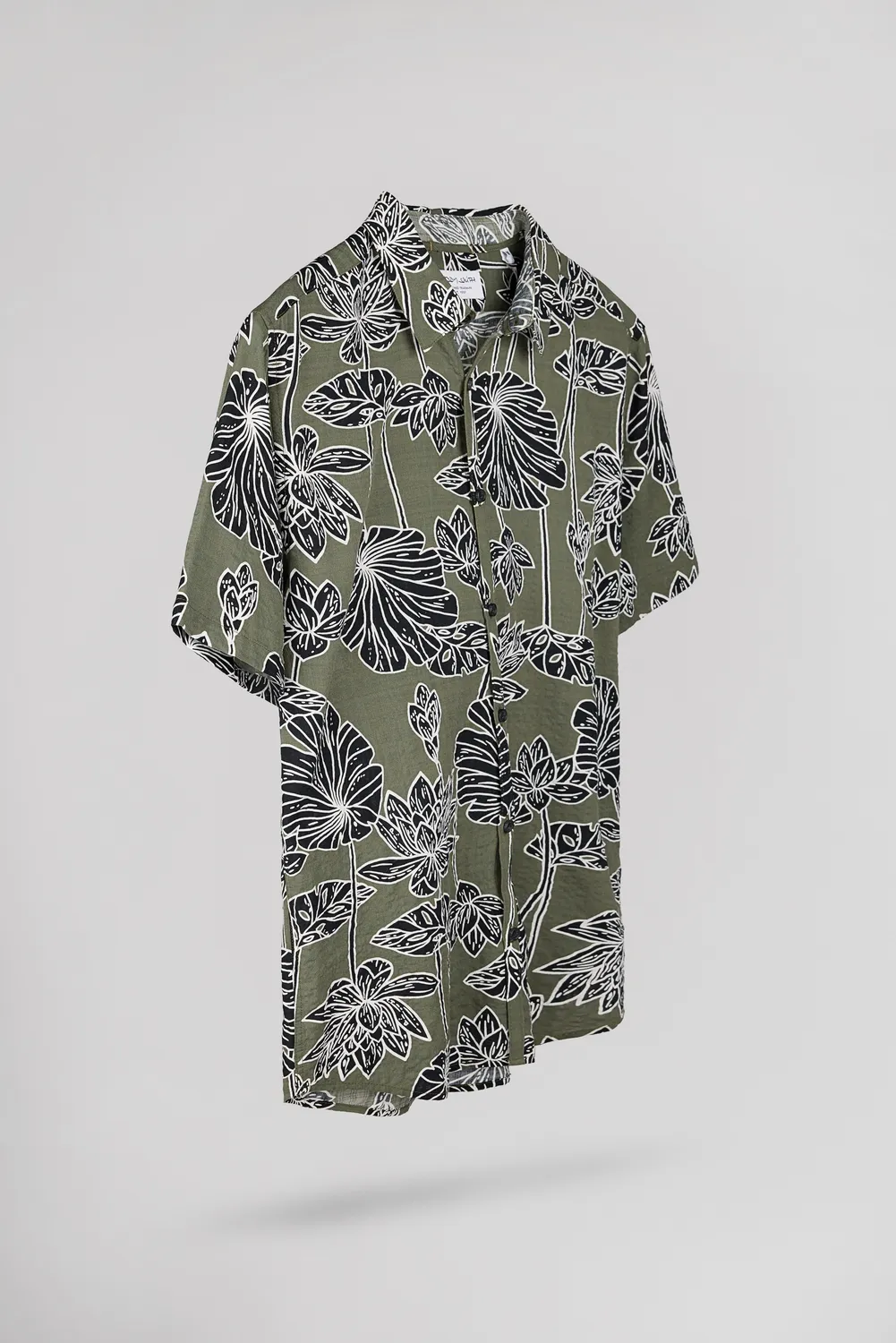 Teddy Smith C-Dixon Camicia Uomo Kaki Fiori Viscosa