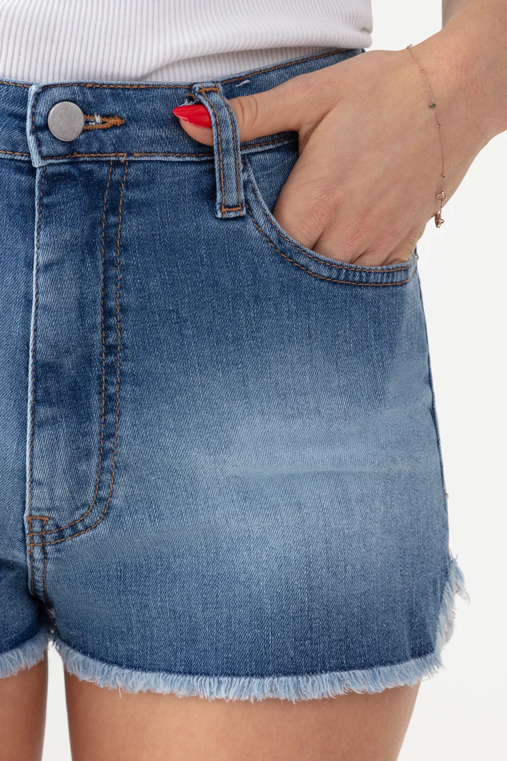 Acquaverde Luigi shorts jeans Worn vita alta sfrangiato