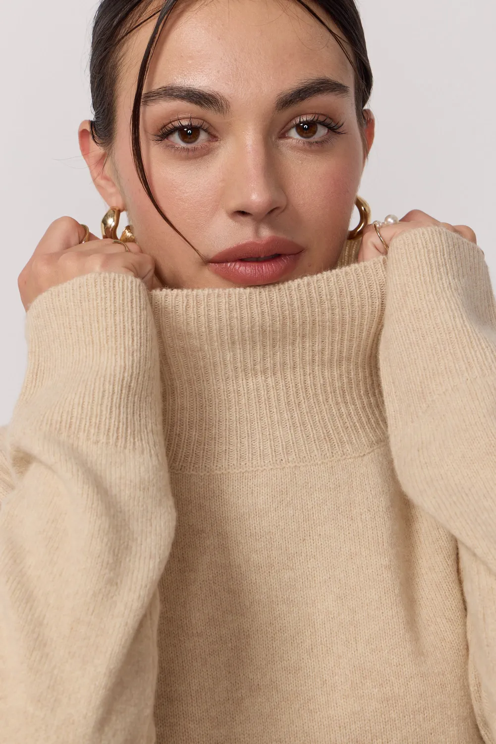 Acquaverde cardigan Beige yak merino oversize bottoni