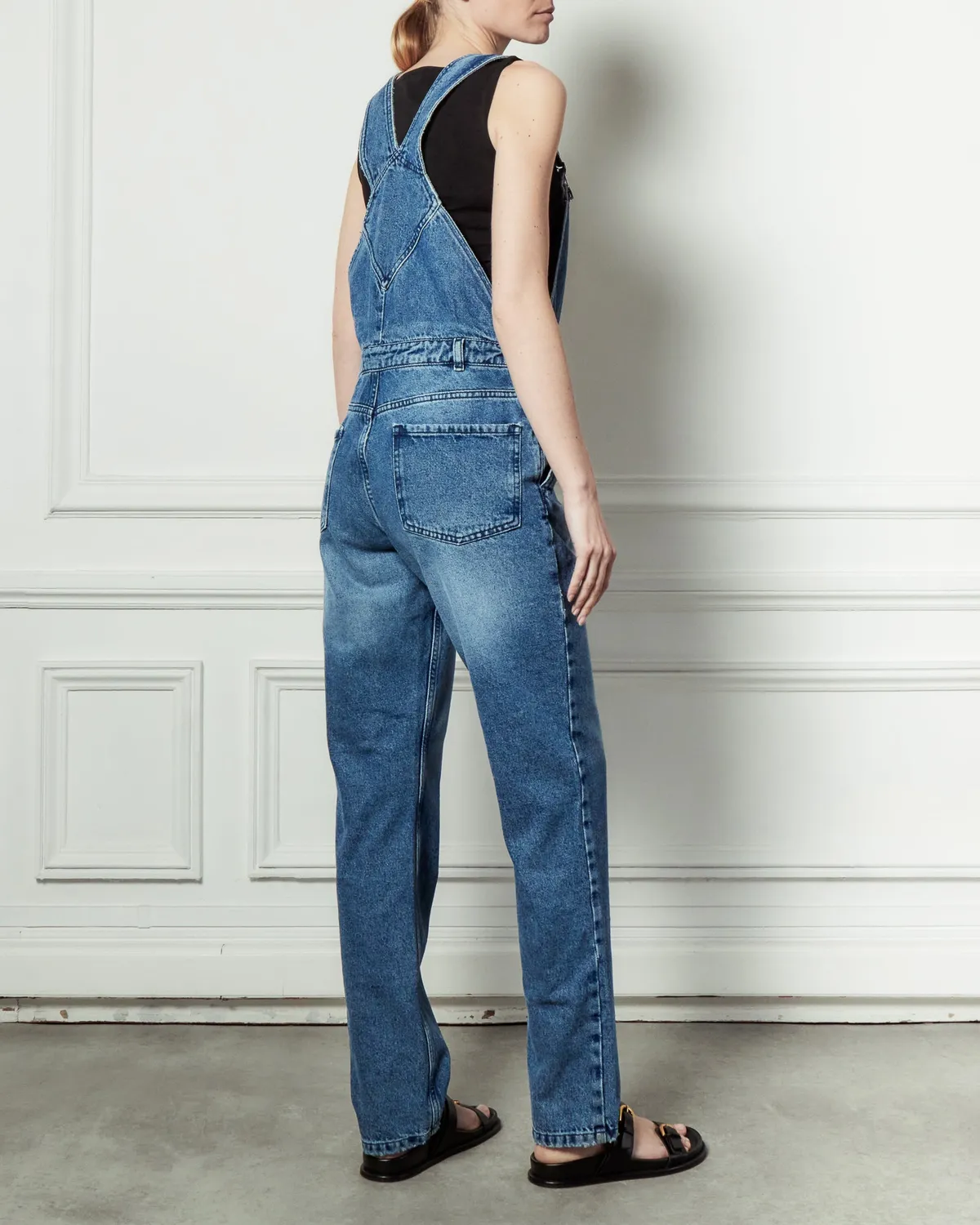 Acquaverde Kora Worn salopette jeans slavata