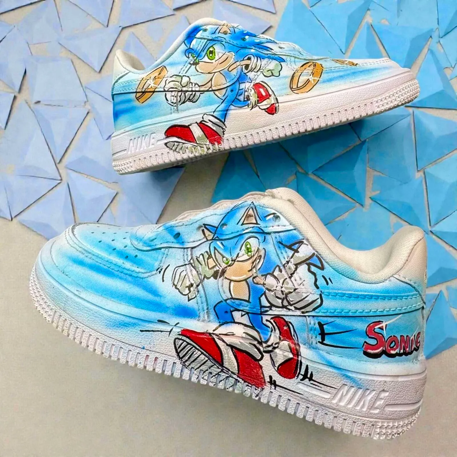 Nike Air Force 1 Sonic sneakers dipinte a mano blu