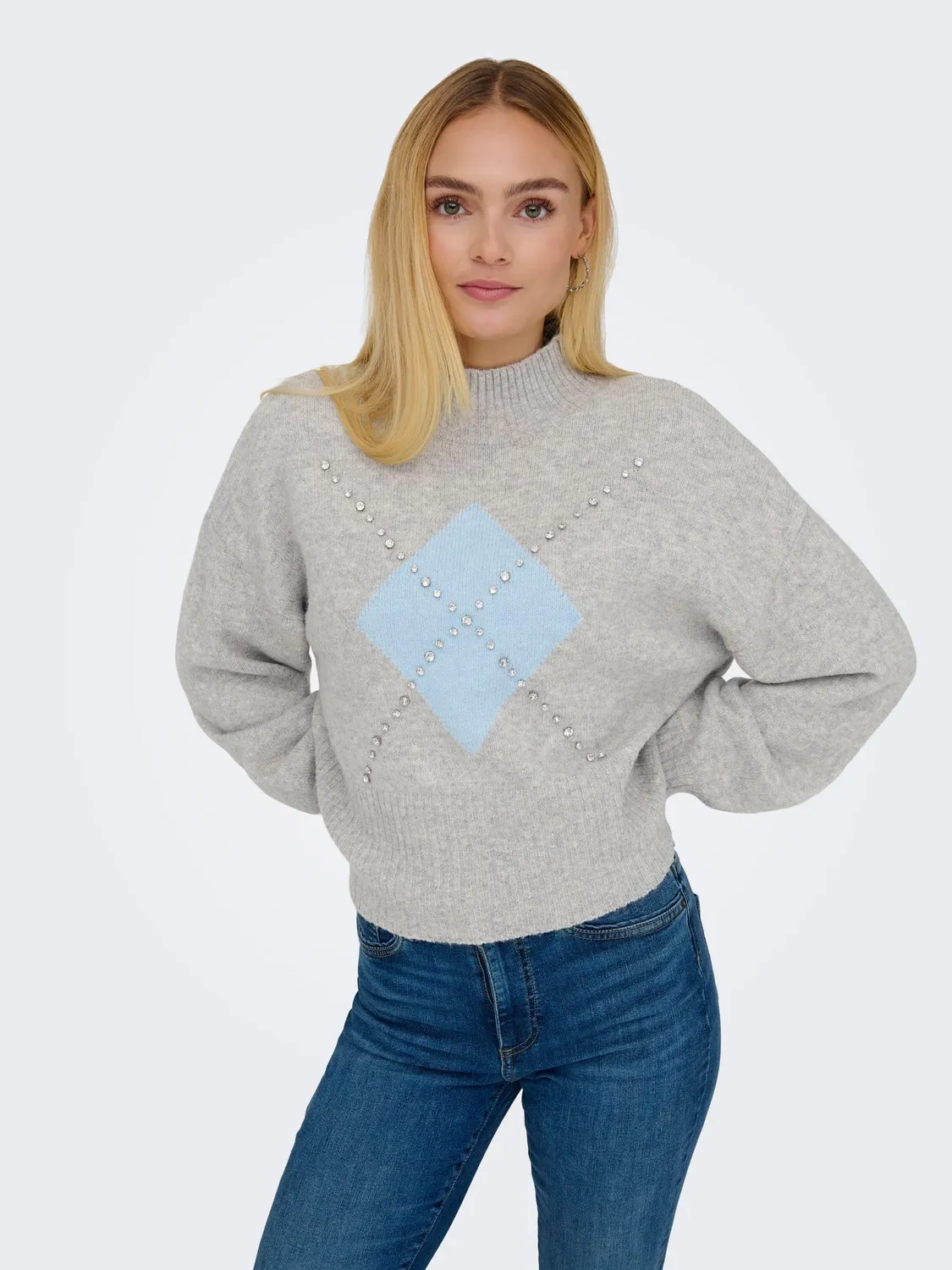 ONLY Onlwakefield Pullover Donna S Grigio Girocollo