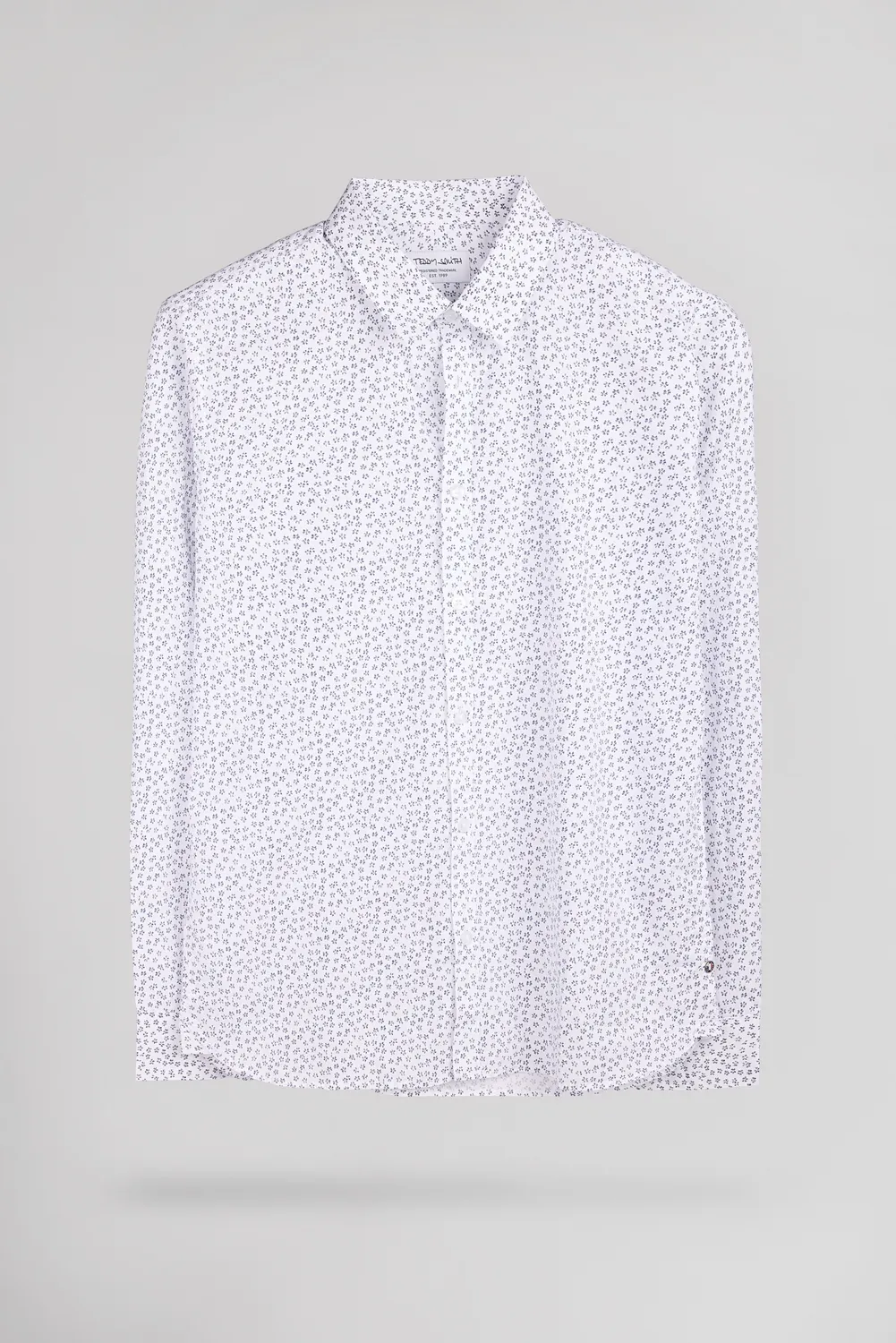 Teddy Smith Carton ML camicia bianca micro fantasia blu cotone