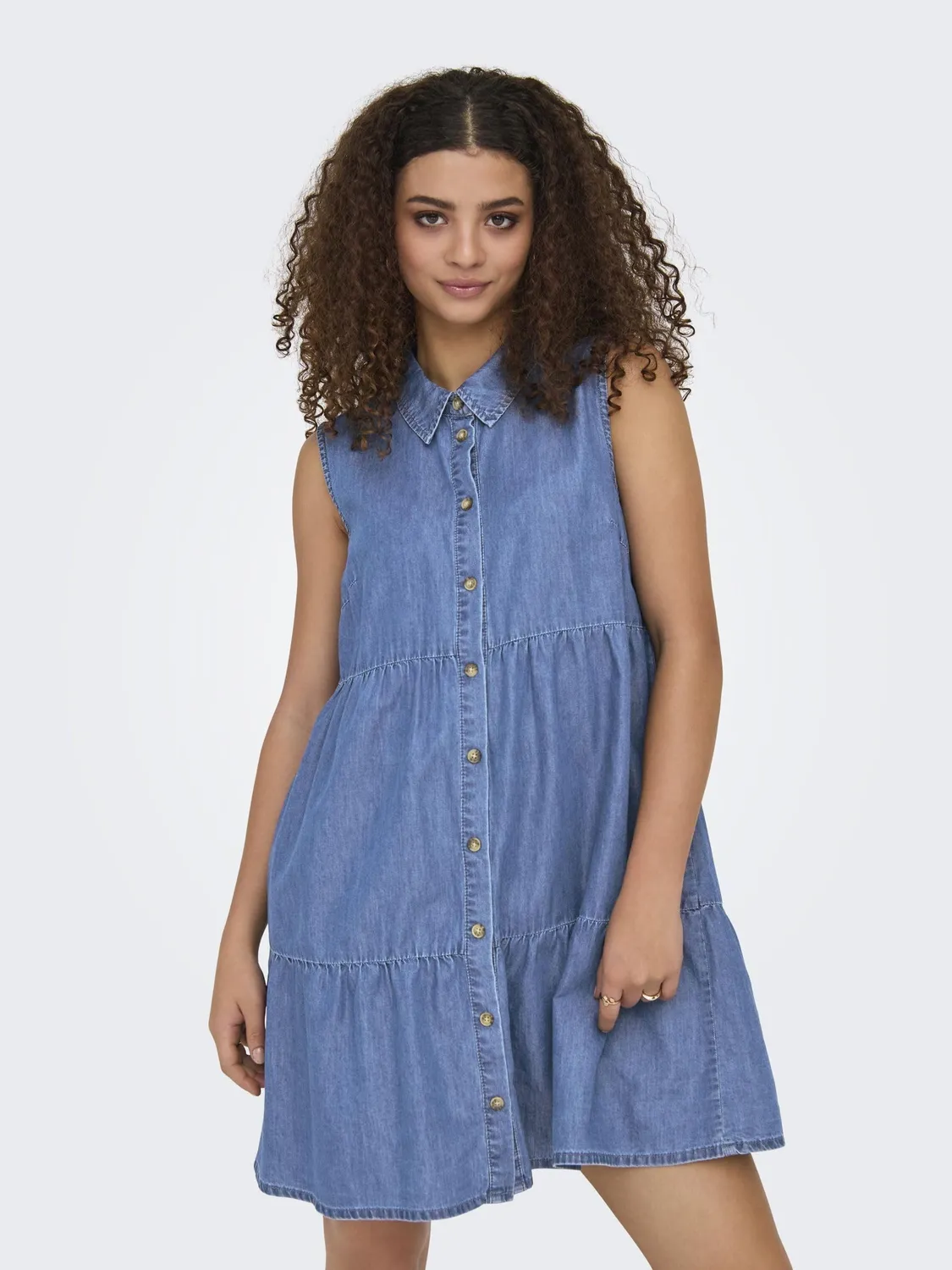 ONLY Onlbea vestito corto denim blu medio