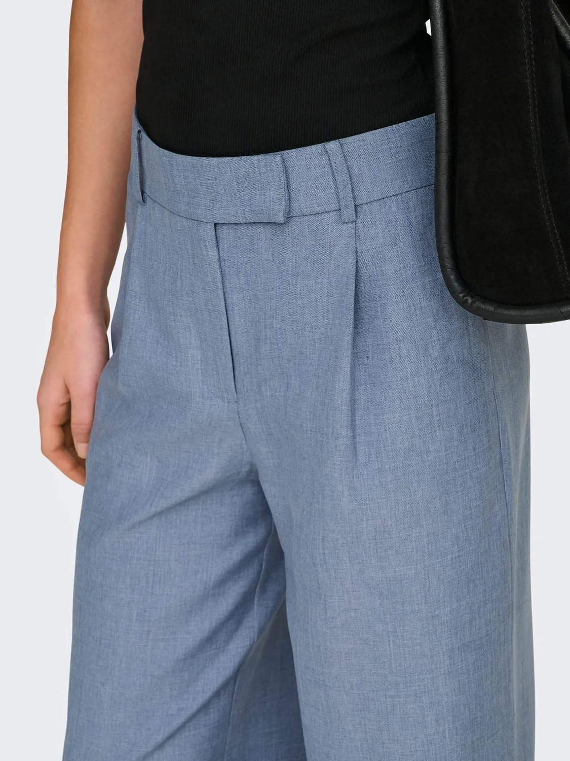 ONLY Onllinda HW pantaloni donna grigio scuro mélange vita alta