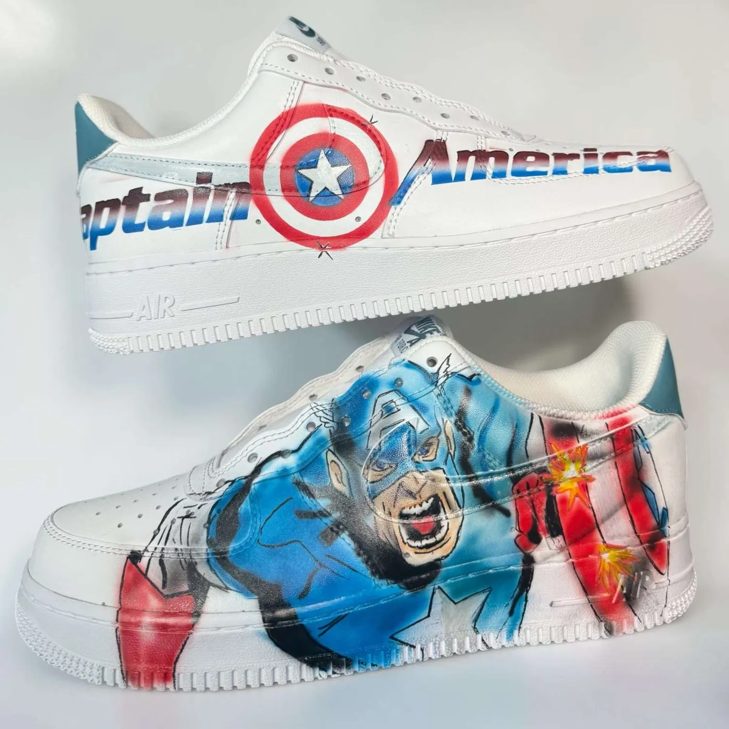Nike Air Force 1 sneakers dipinte a mano Captain America