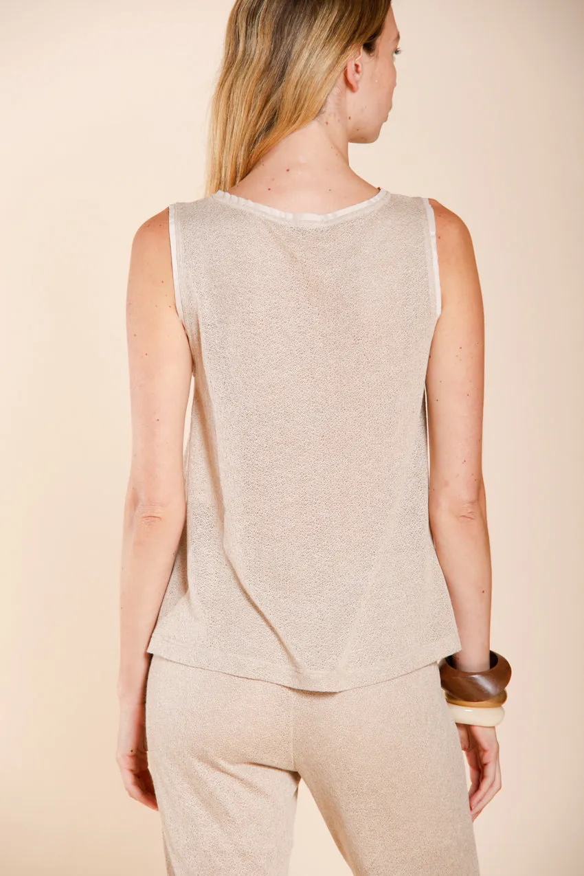 Mason's Karina Camicia Donna Beige Smanicata Viscosa