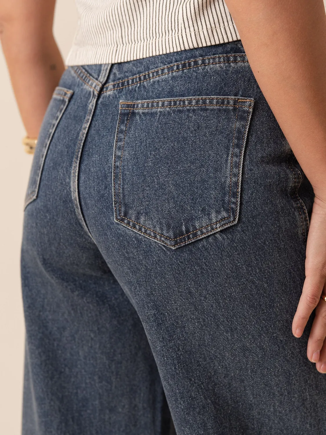 Oraije Colombe jeans wide blu scuro vita alta