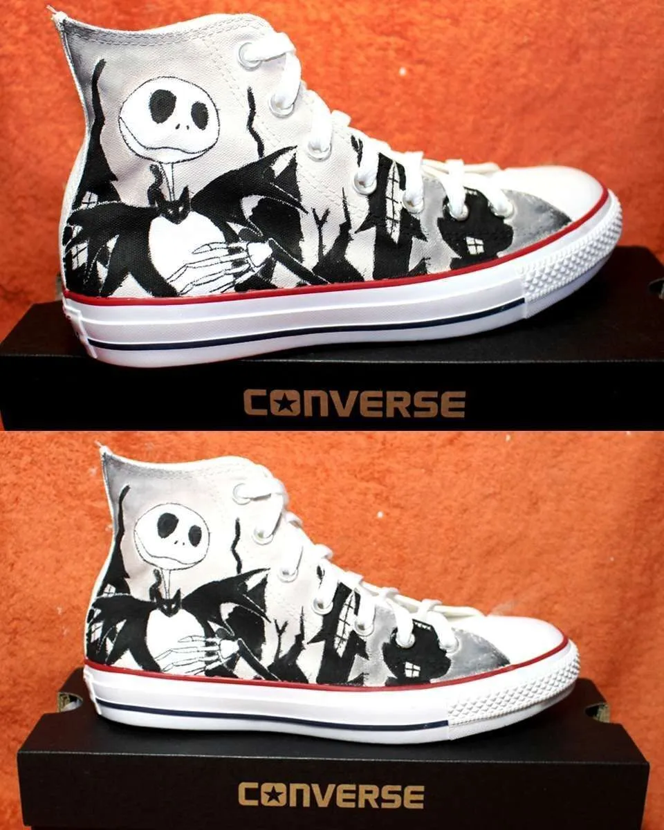 Never Say Never All Star Jack Skellington sneakers dipinte a mano