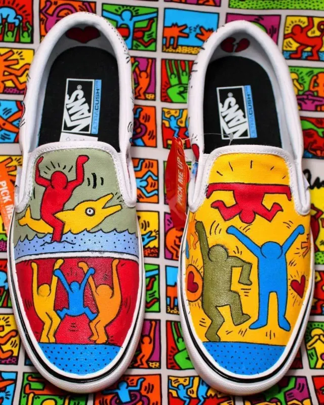 Vans Slip-On Keith Haring sneakers dipinte a mano