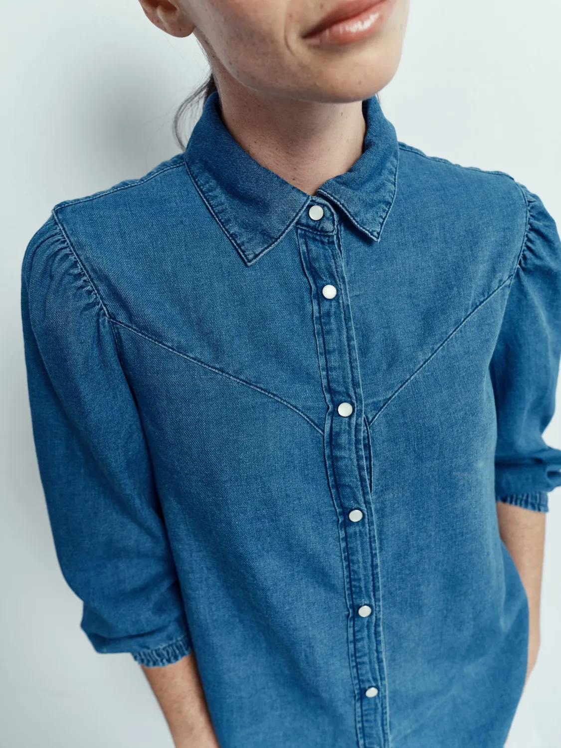 Acquaverde Gerry camicia denim Light Blue maniche 3/4