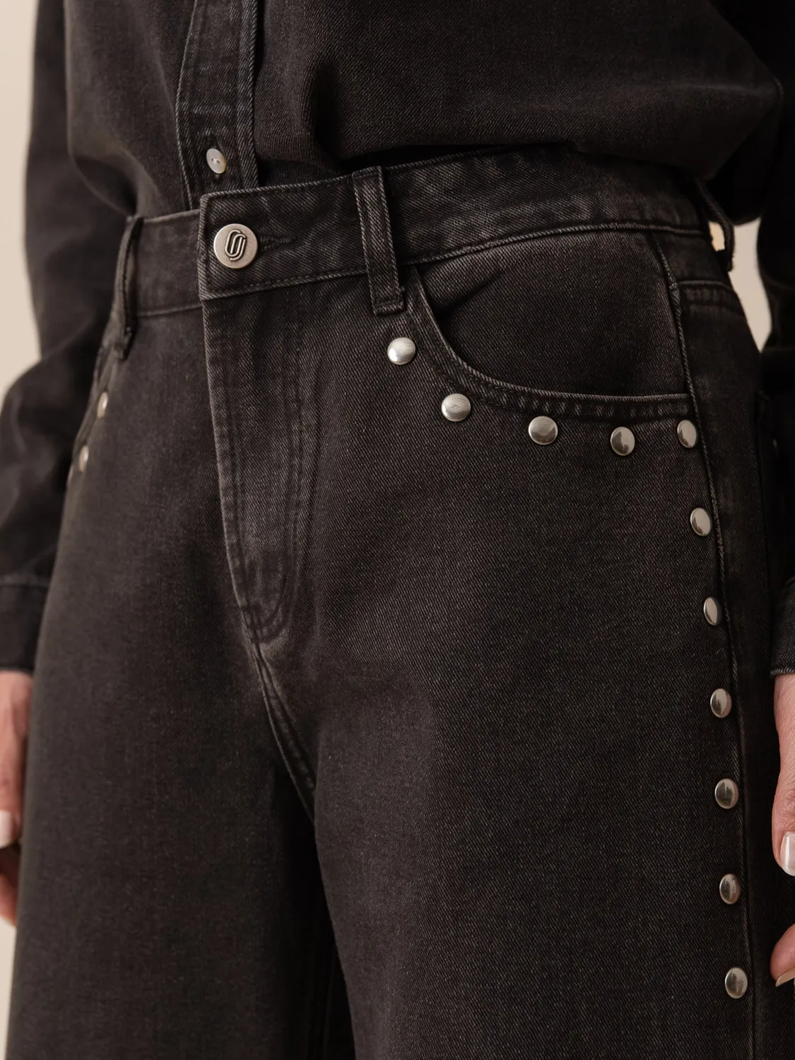 Oraije Riley jeans dritti loose grigio scuro