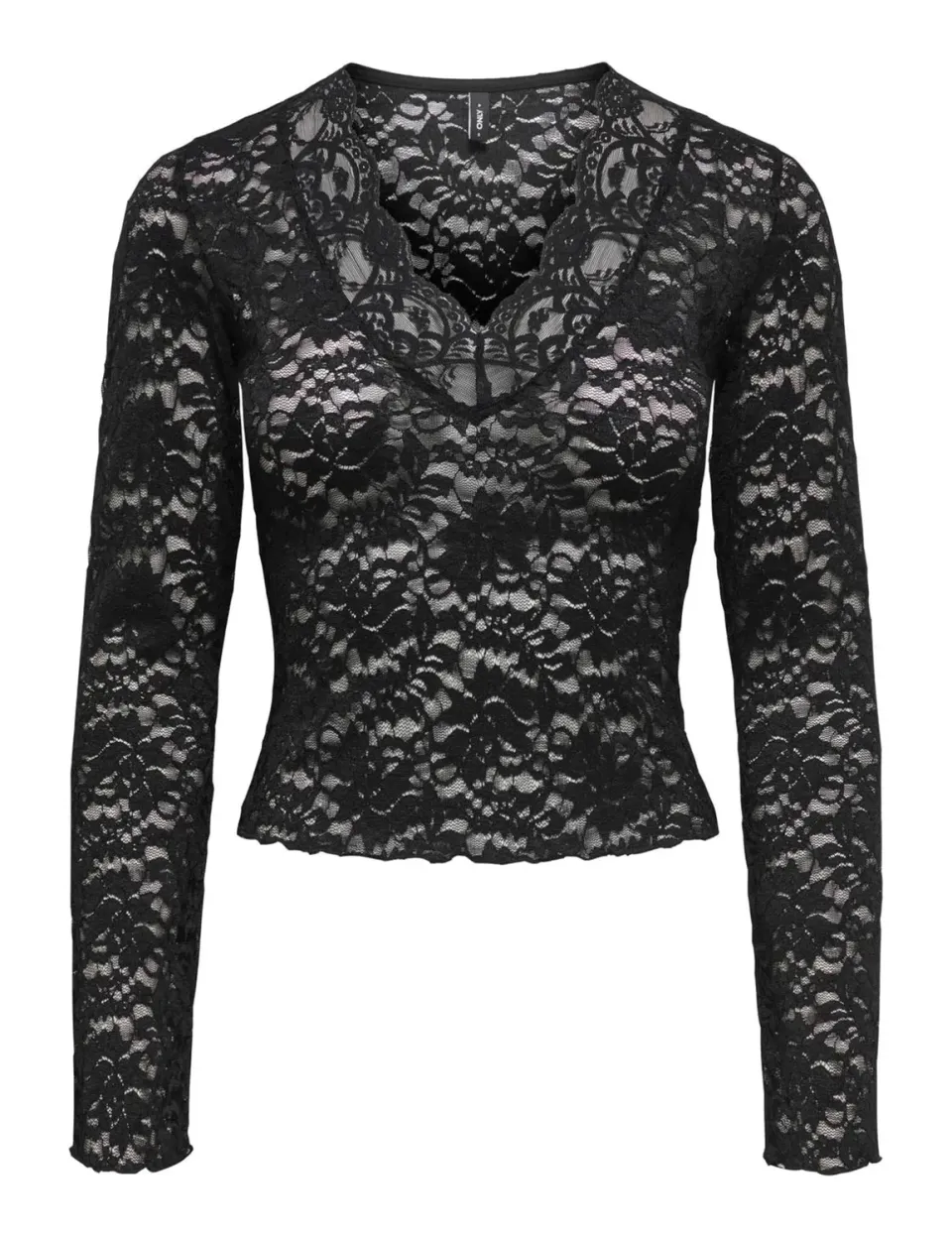 ONLY Onlnikka Top Donna nero pizzo manica lunga