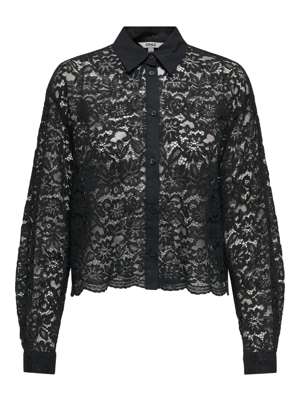 ONLY Onljilli Lace Mix maglietta donna nera S pizzo