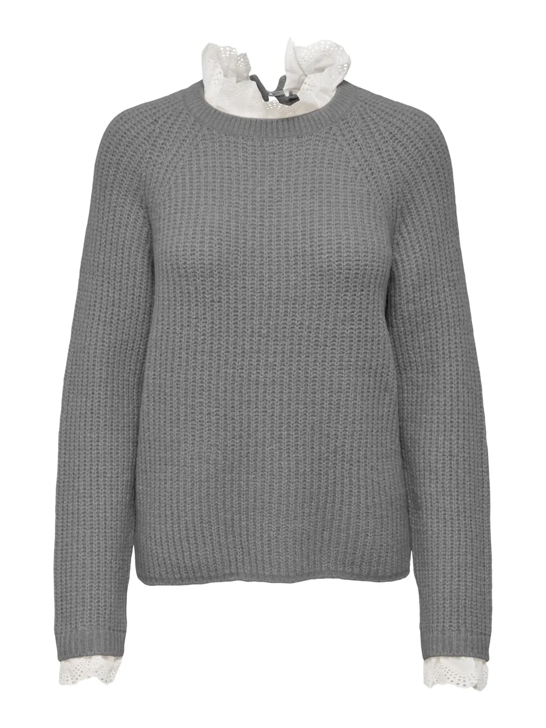Only Onlcila maglione donna collo alto grigio mix