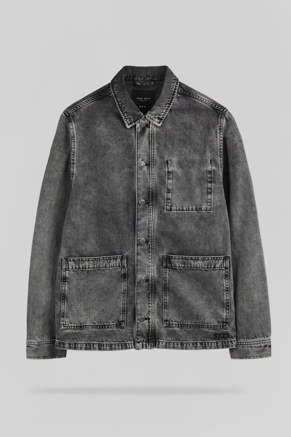 Teddy Smith V-Regent giacca denim uomo grey vintage