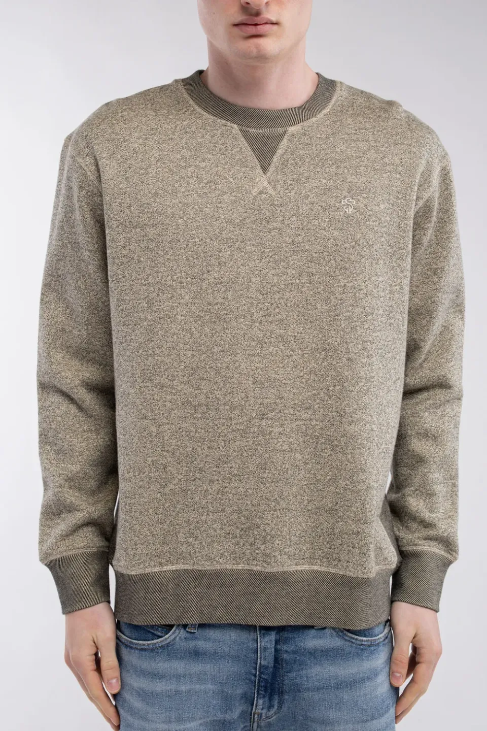 Teddy Smith S-Yanis RC felpa uomo loose beige chiné girocollo