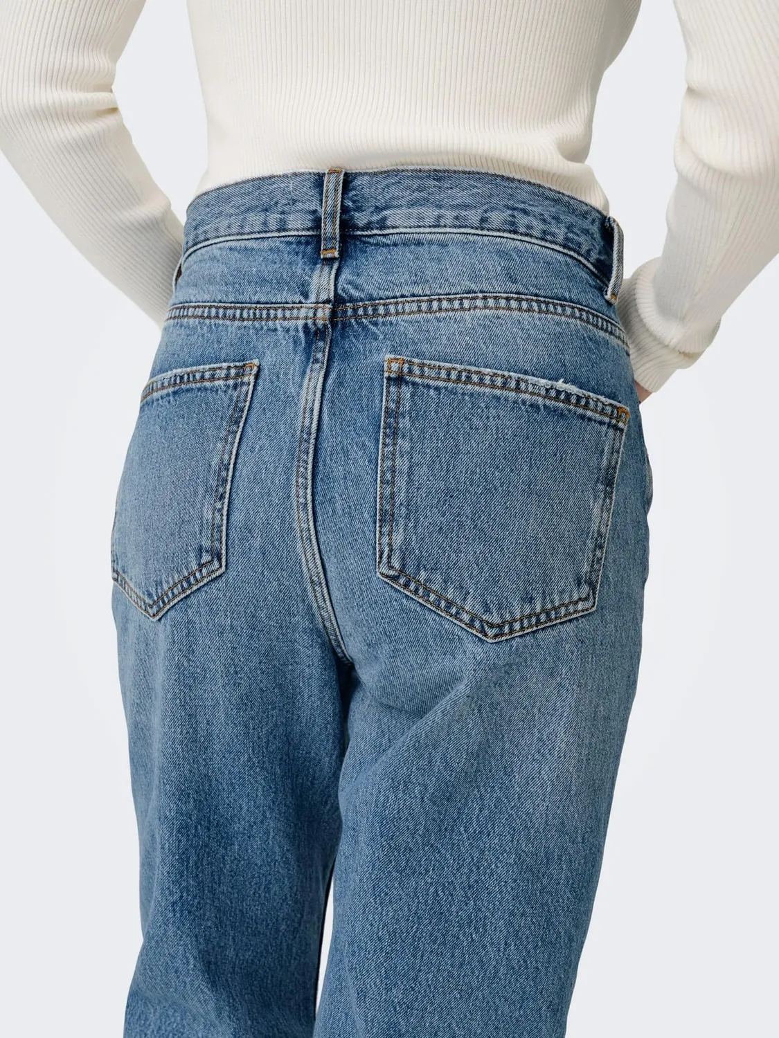 Only Onlriley vita alta jeans dritti 26W/34L blu medio