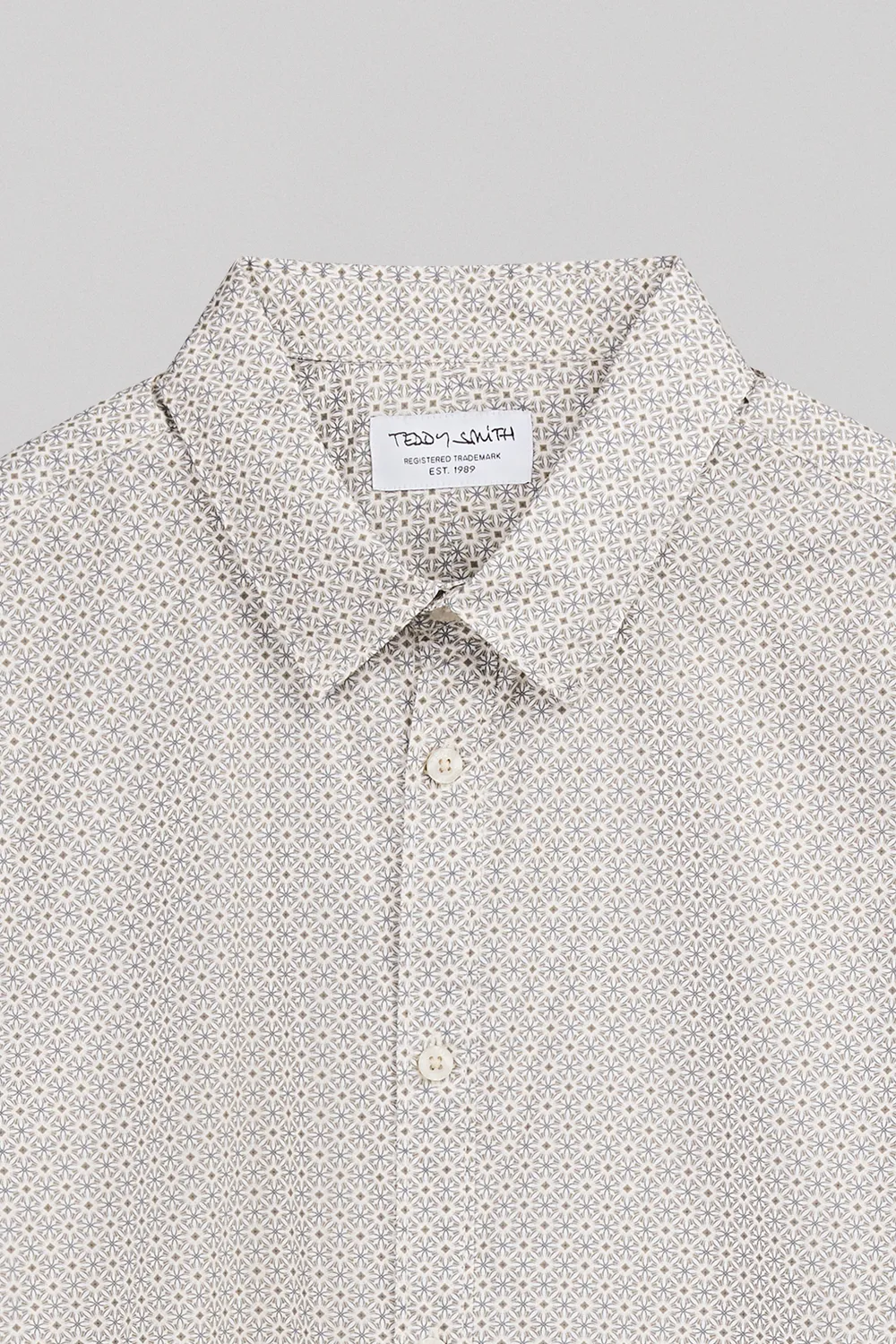 Teddy Smith Carton Camicia Uomo Slim Cream Stampa