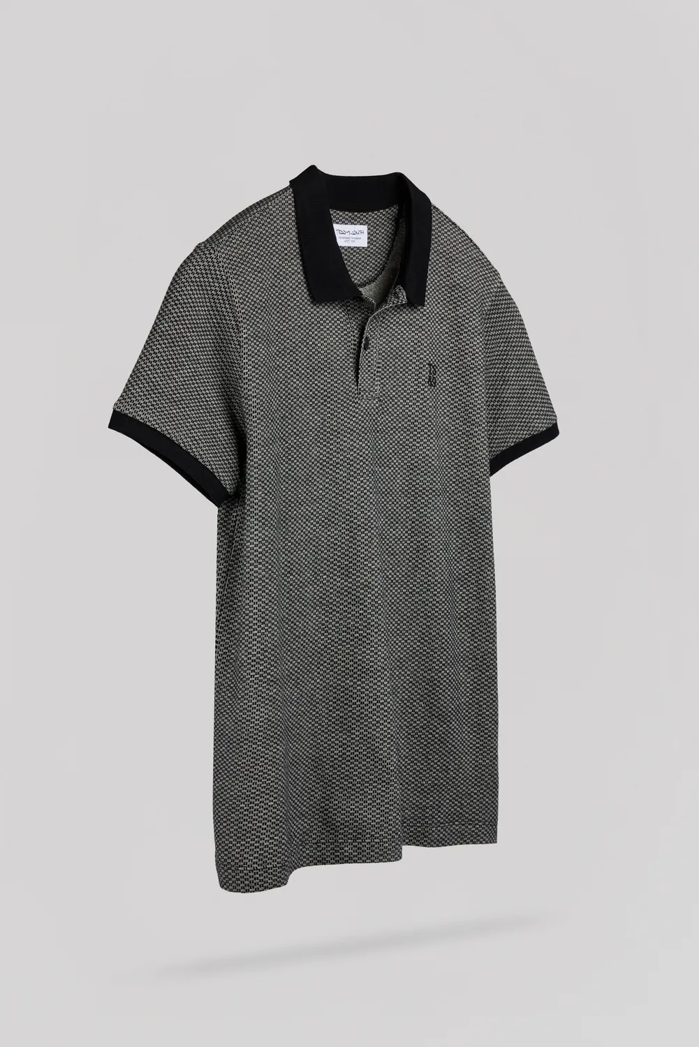 Teddy Smith P-Osey polo uomo nero jacquard cotone manica corta