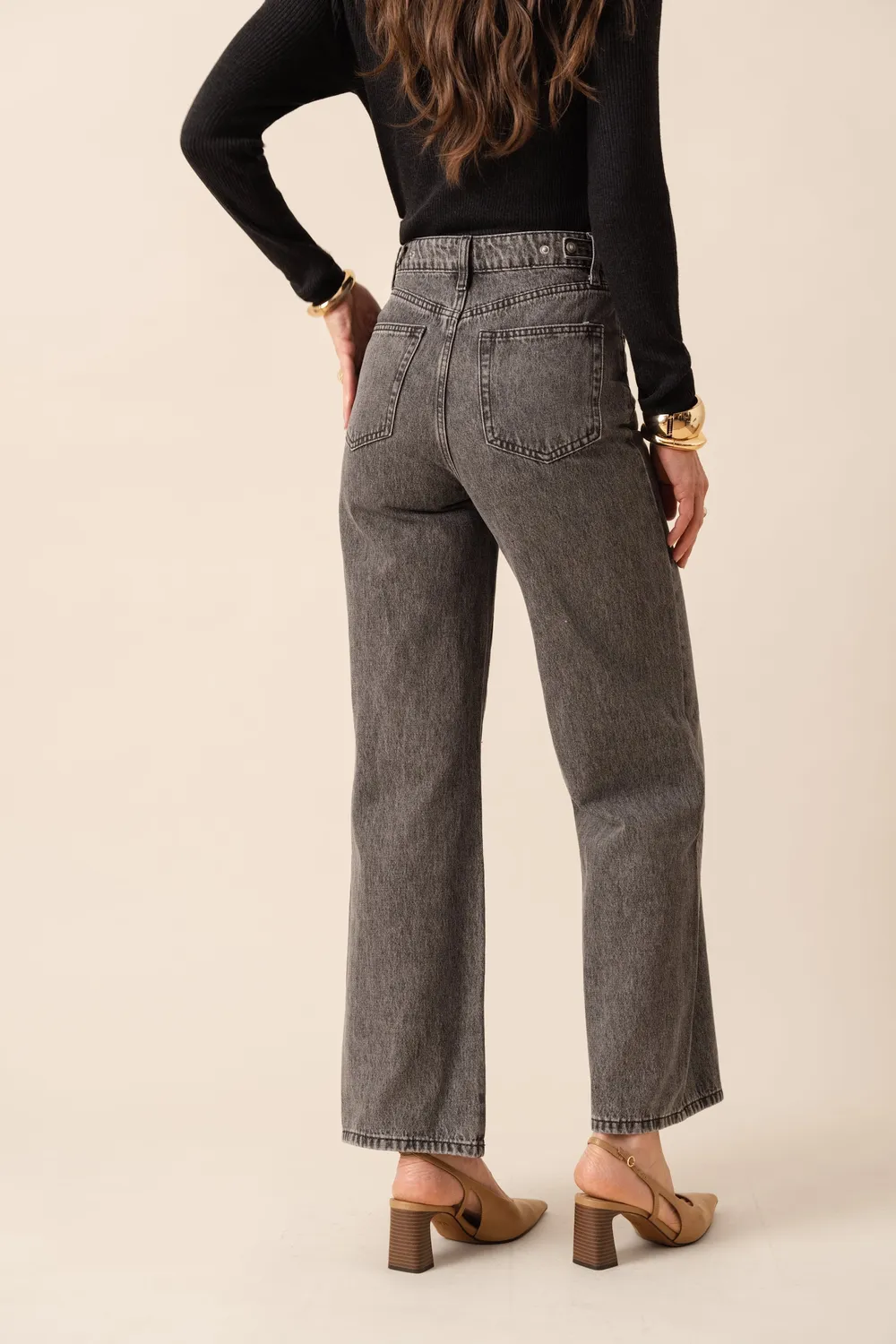 Oraije Archie jeans dritti grigi non elasticizzati