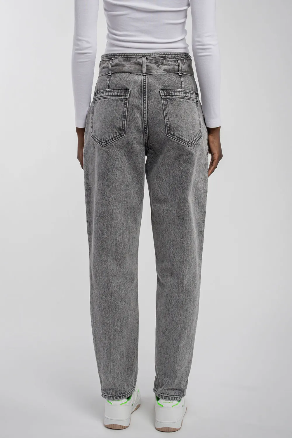 Teddy Smith P-Ginette jeans mom vita alta grigio donna