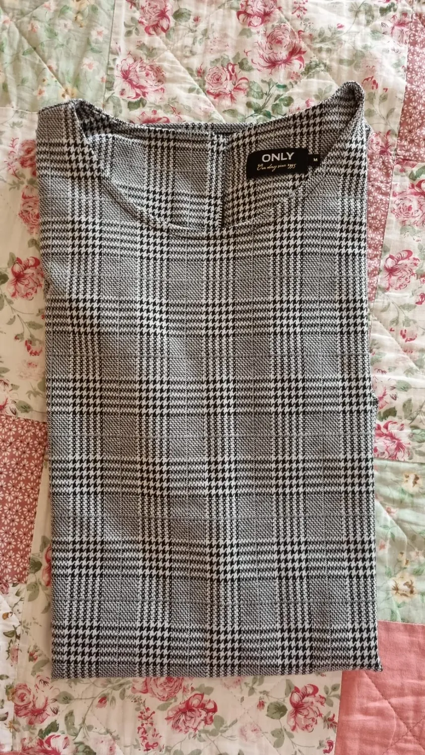 Only Brilliant vestito donna a-line quadri maniche 3/4