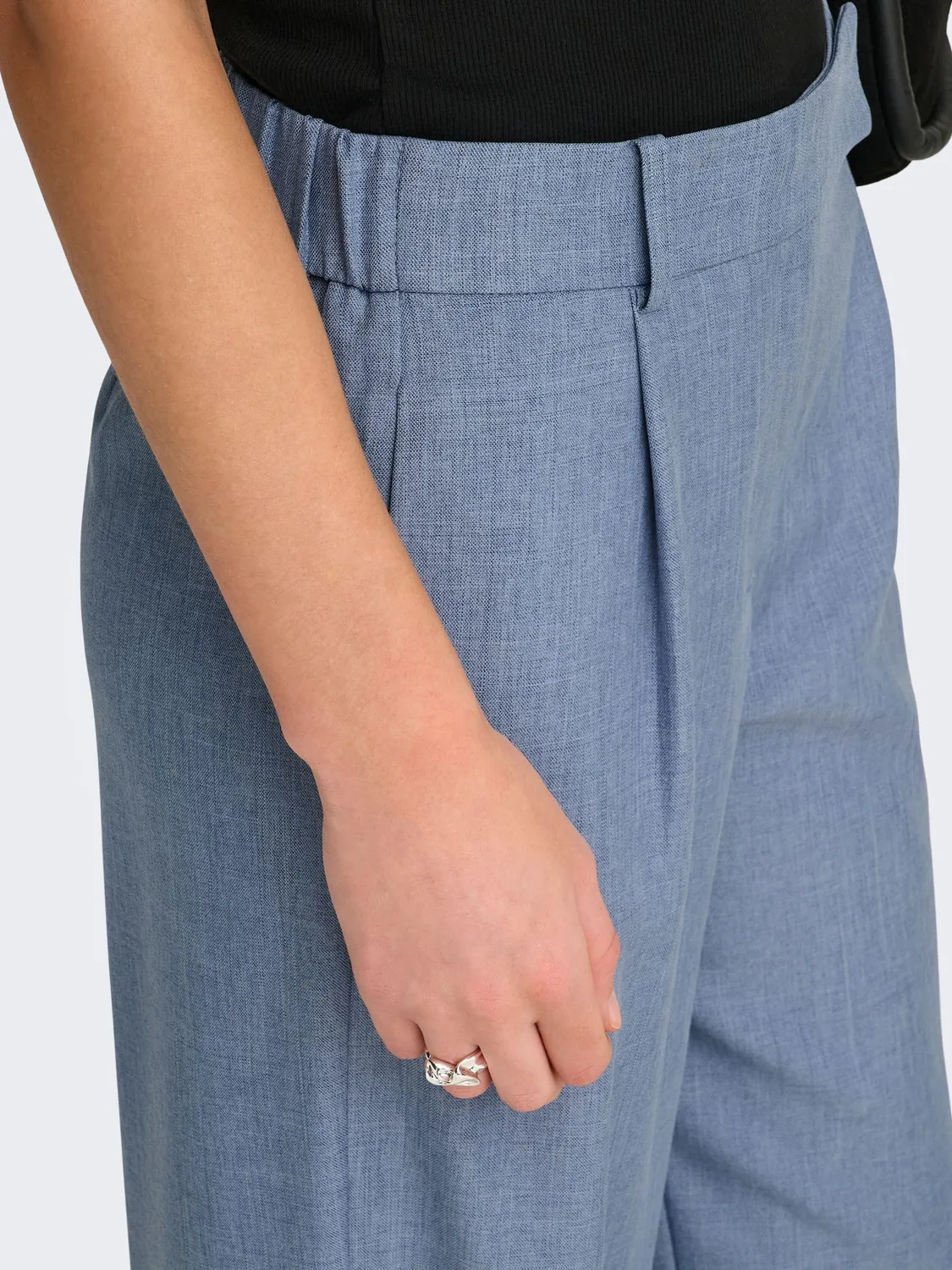 ONLY Onllinda HW pantaloni donna grigio scuro mélange vita alta