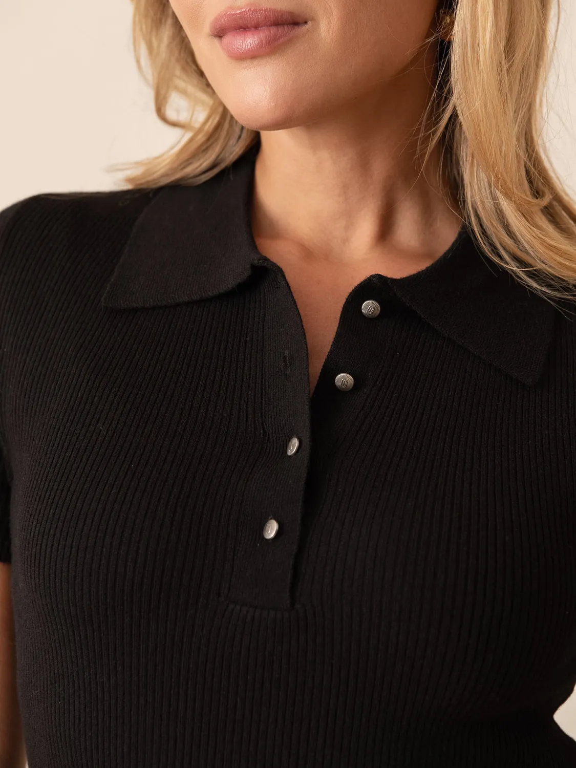 Oraije Meline polo maglia nero maniche corte