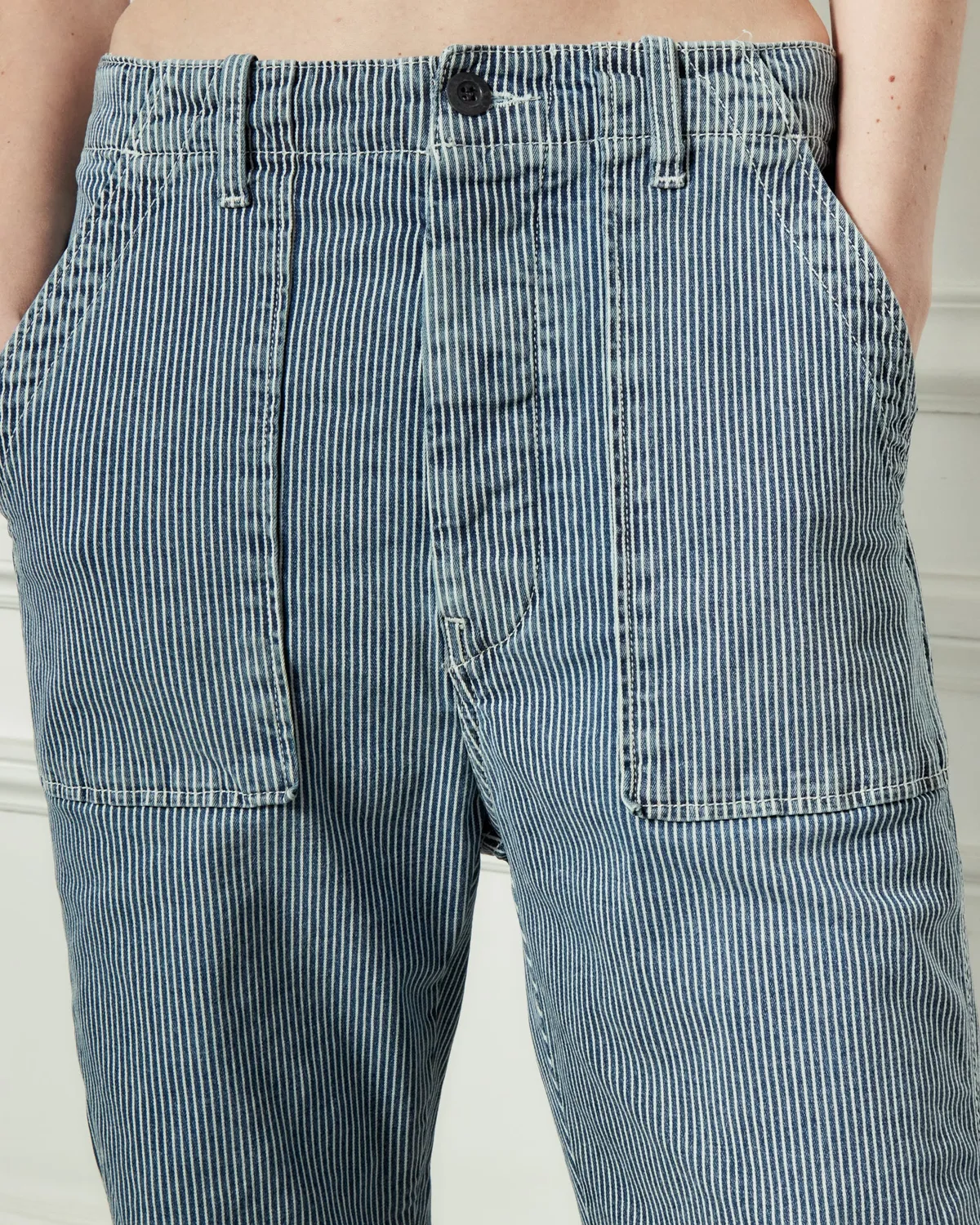 Acquaverde Tanker pantalone righe indigo used