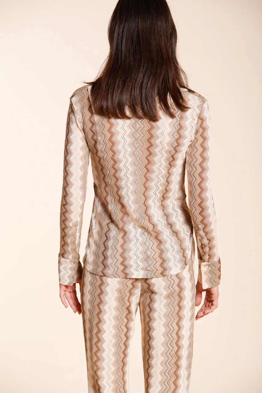 Mason’s Malibu Elaisa camicia beige chiaro lurex