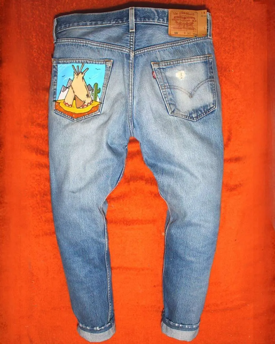 Levi's Vintage Capanna Indiana Cactus jeans dipinti a mano